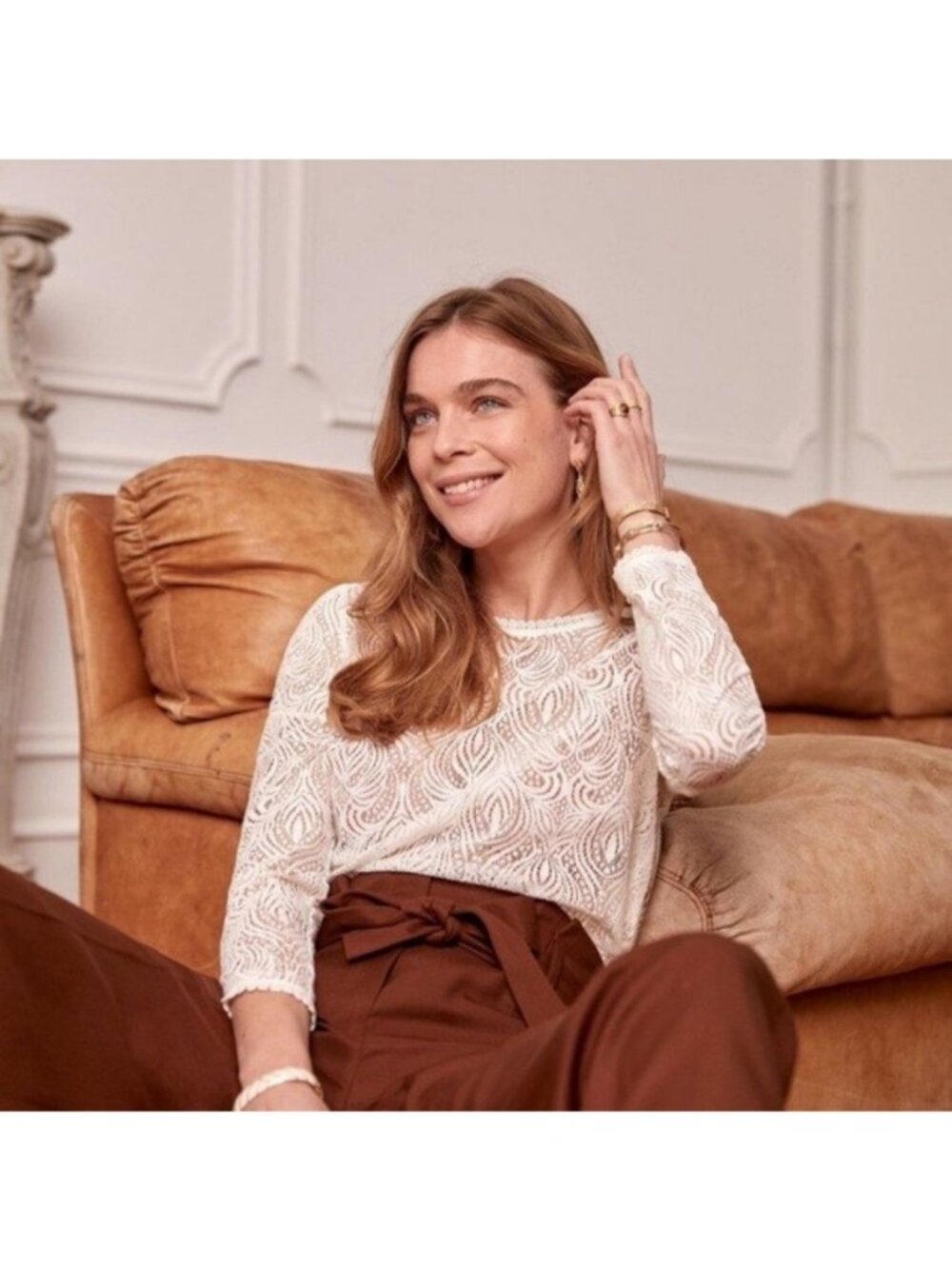 💕SEZANE💕 Cyrielle Blouse ~ Ecru 34 NWOT - Picture 10 of 16